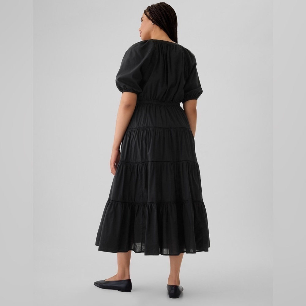 NWT! Gap Black Tiered Maxi Shirtdress - Size MEDIUM TALL 🎮 - Picture 6 of 8